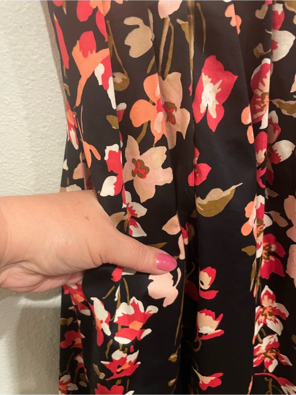 Talbots Black Dress with Pink and Cream Floral Accents - Picture 3 of 8
